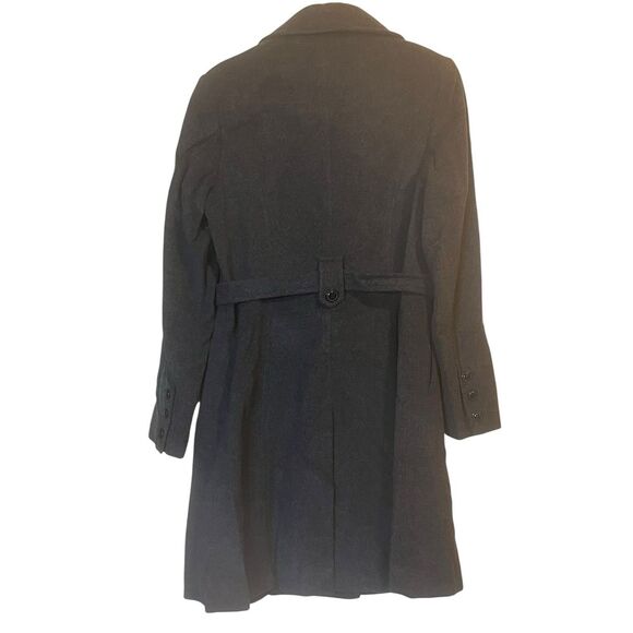 DKNY Charcoal Wool Cashmere Coat Belted Long Overcoat Size 12 NWOT Quiet Luxury - Picture 2 of 11